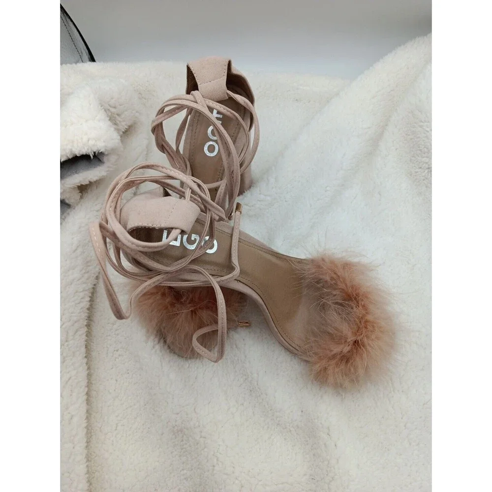 EGO Womens Beige Feather Excitee Round Toe Stiletto Heeled Sandal UK 6 M (Size8) - Picture 4 of 9